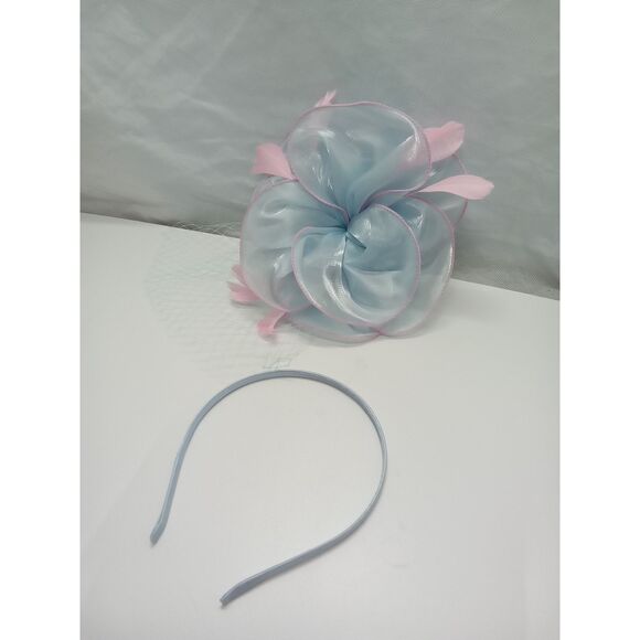 Little‎ girl hair bow and headband pink and blue Easter flower girl wedding - Picture 1 of 5